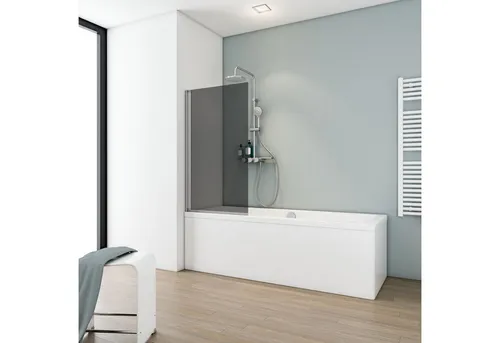 Schulte Badewannenfaltwand Komfort Grau-Anthrazit Dekor, 5 mm Sicherheitsglas, (1 tlg), BxH: 70 x 130 cm, pendelbar, Profilfarbe: Alu-Natur