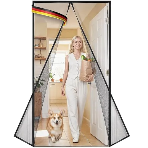 DOOR EASY Fliegengitter Balkontür 95 x 210cm – Hochleistungs-Magnetvorhang für Insektenschutz