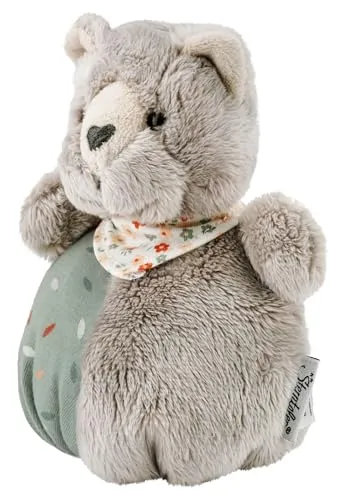 Sterntaler Knuddelsäckchen Katze Lilly - Kuscheltier aus weichem Flausch - Baby Spielzeug mit Rassel zum Entdecken - treuer Begleiter zum Kuscheln & Spielen, grau