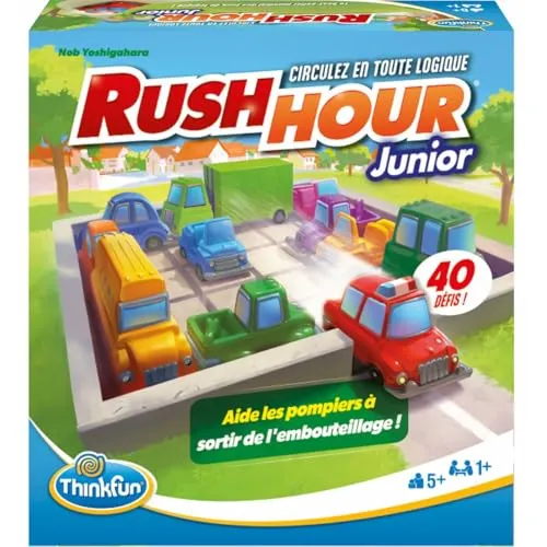 ThinkFun - Rush Hour Junior – Gesellschaftsspiel 5 Jahre und älter – Kinder-Kopf – Logikspiel für Kinder – 40 Herausforderungen – ab 5 Jahren – Ravensburger – 76604 – französische Version