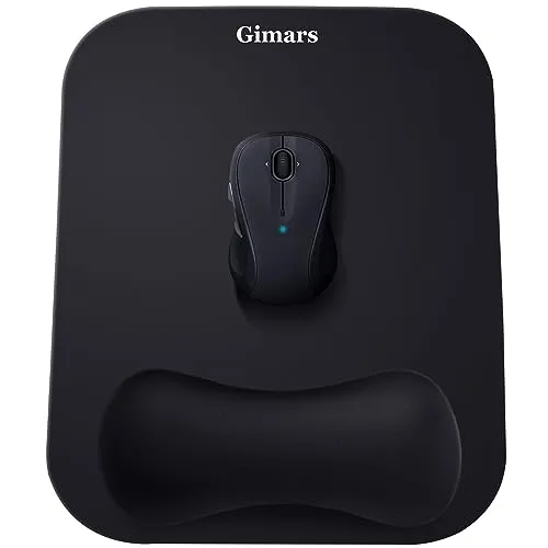 Gimars Mauspad mit Gelkissen, Ergonomisches Mousepad mit Handauflage, Gel Memory Foam Wasserdicht Mauspads mit Handgelenkauflage für Computer Laptop Offfice Heim, Schwarz