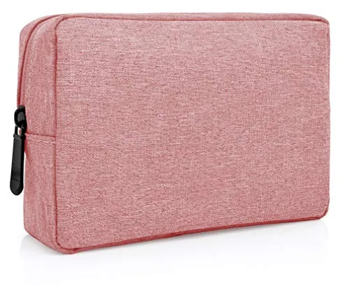 MyGadget Universal Tasche 16 x 11 cm Kosmetiktasche, Elektronik Zubehör Organizer Tasche z.B. Ladegerät - Reise Accessoires Bag, Federtasche in Rosa