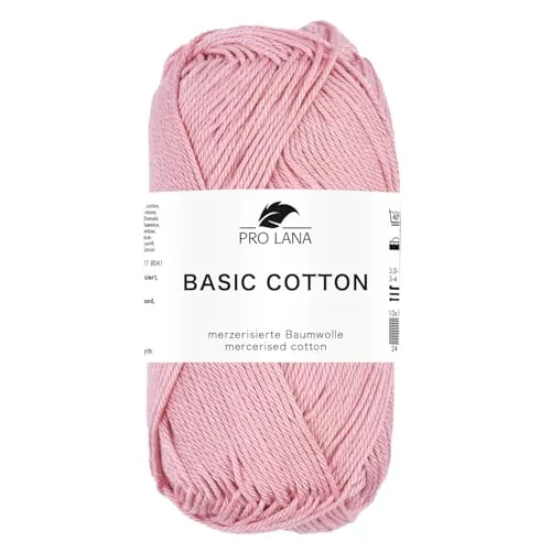 Pro Lana BASIC COTTON Baumwollgarn 50 g ideal für Kleidung, Spielzeug, Accessoires 125 m, Farbe:233 - lachsrosa