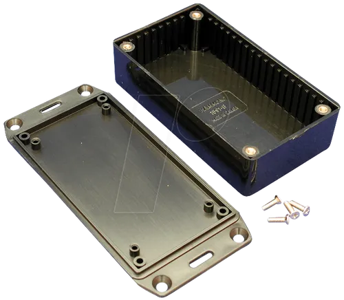 1591BFLBK - Multi-ABS-Gehäuse, 112 x 62 x 31 mm, IP 54, mit Flansch