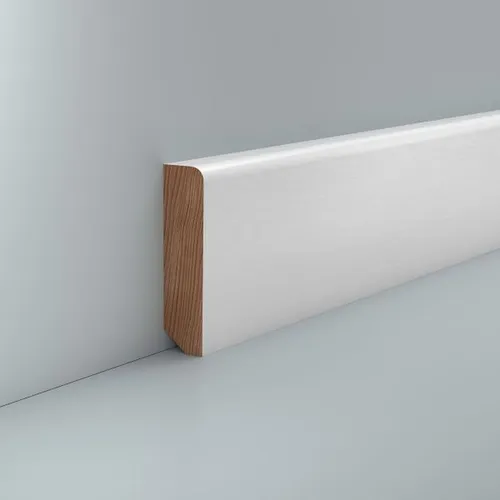 Sockelleiste Buche Weiß 20 x 80 mm - Moderne Fußleiste für Parkett - Hochwertige Holzsockelleiste in Weiß (RAL 9010), ideal für Parkett. Mit 2,40 m Länge und lackierter Oberfläche sorgt sie für einen modernen Look in jedem Raum.