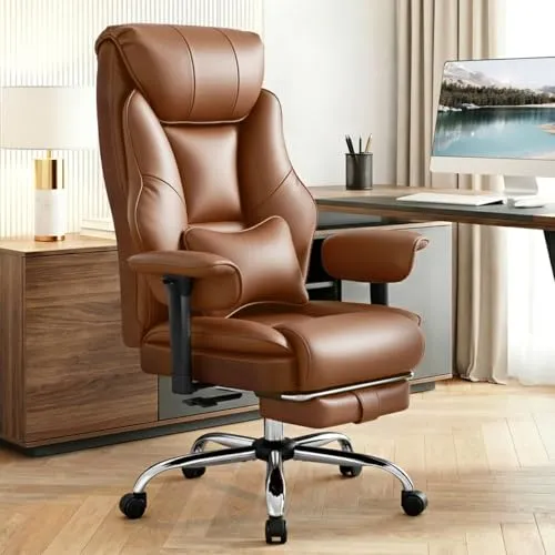 WOLTU Ergonomischer Bürostuhl mit Lendenwirbelstütze, Höhenverstellbar, Braun