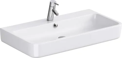 Primaster Waschbecken Marina 80cm - Elegantes Keramik Handwaschbecken - Waschbecken aus hochwertiger Keramik, ideal für moderne Badezimmer. Mit einer Breite von 80cm bietet es viel Platz und eine stilvolle Optik.