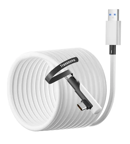 TRANSNOVO Link Kabel 5M, kompatibel mit Oculus/Meta Quest 3/Quest 2/Pro/Pico 4. Langes VR-Kabelzubehör für PC/Steam VR-Spiele, USB 3.2 A zu Typ-C Hochgeschwindigkeits-Datenübertragungskabel, Schwarz