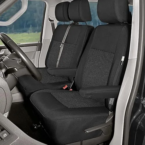 pitshop24de Sitzbezüge Sitzschoner Fahrersitzbezug Doppelbankbezug kompatiebel mit VW T5 2003-2015