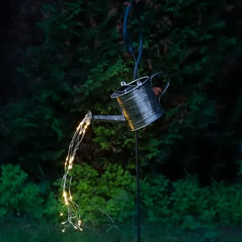 MARELIDA LED Solar Gießkanne mit Erdspieß Wasserfalleffekt Deko Solarleuchte für Garten