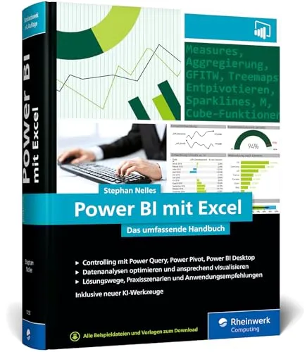 Power BI mit Excel: Das umfassende Handbuch 2024 - Controlling Handbuch für alle Excel-Versionen, bietet umfassende Anleitungen zu Power Query, Power Pivot und Power BI für effektive Business Intelligence.