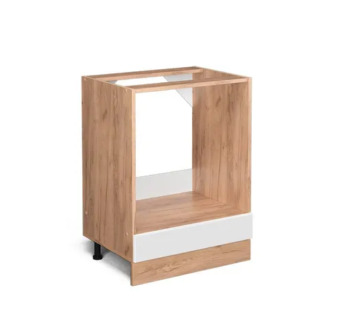 Vicco Herdumbauschrank R-Line, Weiß Hochglanz/Goldkraft Eiche, 60 cm ohne Arbeitsplatte