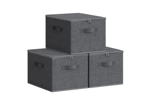 SONGMICS Faltbare Aufbewahrungsboxen, 3er Set in grau von SONGMICS