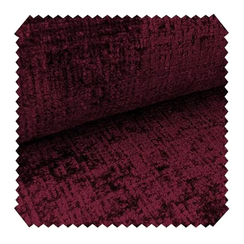 novely® CRETA Glänzender Chenille-Polsterstoff, Robuster Möbelstoff, Schwer Entzündbarer Bezugsstoff, Pflegeleichte Meterware 1lfm | Farbe: 59 Weinrot