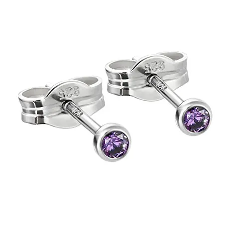 NKlaus Paar Ohrstecker Silber 925er 2,50mm amethyst Zirkonia Damen Herren Kinder 6653