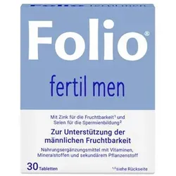 Folio Fertil Men 30 ST - Arzneimittel zur Unterstützung der Fruchtbarkeit bei Männern, mit wichtigen Vitaminen und Mineralstoffen für eine optimale Spermienqualität.