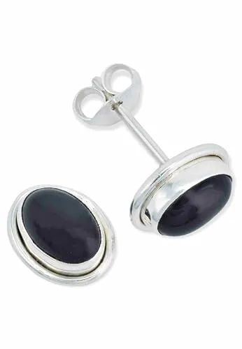 Ohrstecker 925 Silber Onyx schwarzer Stein Edelstein Ohrringe echt Silber Damen Sterling Silber Stecker Geschenk(MOS-039-03)