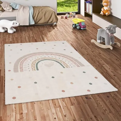 Happy Kids Kinderteppich Rainbow Creme in blau von Pergamon