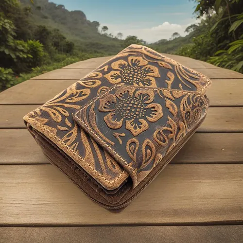 JOCKEY CLUB Geldbörse Damen mit RFID Schutz - Kompakte Geldbörse aus echtem Leder mit floraler Prägung, ideal für stilbewusste Frauen. RFID Schutz sorgt für Sicherheit Ihrer Karten.