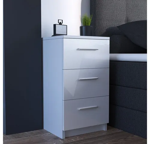 Vicco Nachtkommode in Weiß Hochglanz, 38 x 66 cm von Vicco