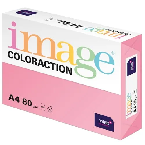 Image Coloraction Coral - farbiges Kopierpapier - DIN A4, 210 x 297 mm, 80 g/m² - buntes, holzfreies Druckerpapier für Kopierer - 500 Blatt - Rosa