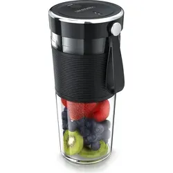 Arendo Smoothie-Maker to go mit Akku, kompakter tragbarer Mixer, Mobiler mini Standmixer, 100 W, Blender ideal für Smoothies Protein-Shakes für u... - Silber/Schwarz