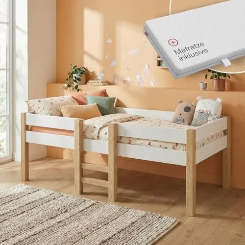 Produktbild Bellabino Hochbett Aspy mit Rausfallschutz und Lattenrost 90x200 cm