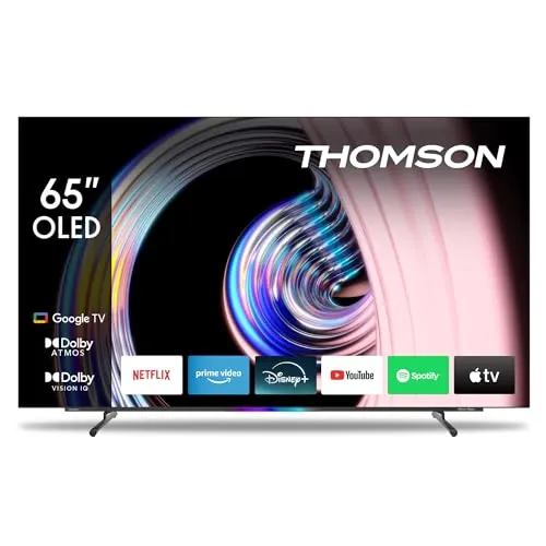 Thomson 65 Zoll (164 cm) OLED 4K UHD Smart Google TV, Wi-Fi, Dolby Vision IQ, Dolby Atmos, HDR10, Bluetooth 5.1, Triple-Tuner (Kabel/Satellit/Antenne), HDMI, CI+, Panel – 65OG8S24–2025