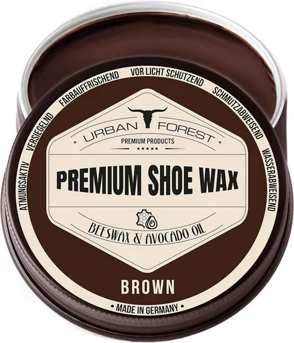 URBAN FOREST Schuhcreme Schuhwachs Braun mit Bienenwachs & Avocado-Öl 150ml Schuhcreme