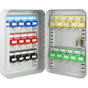 HMF Schlüsselkasten 1252507, mit Zylinderschloss, 17 x 25 x 7,5 cm, 25 Haken