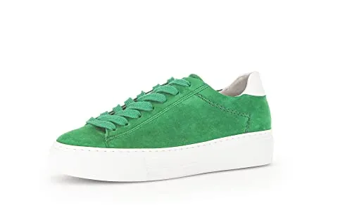 Gabor Damen Low-Top Sneaker, Frauen Halbschuhe,Wechselfußbett,Moderate Mehrweite (G),Sportschuhe,Turnschuhe,Verde/Weiss(S.Uni),38 EU / 5 UK
