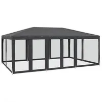 vidaXL Partyzelt Anthrazit 6x4 m mit 10 Mesh-Seitenteilen - Pavillon mit 10 Mesh-Seitenteilen, ideal für Outdoor-Events, schützt vor Insekten und bietet optimalen Sichtschutz.
