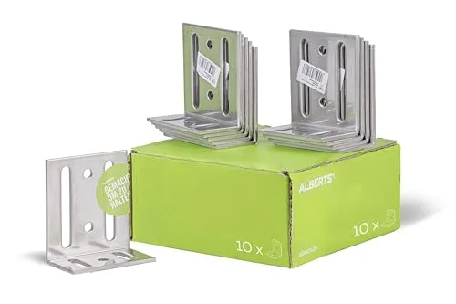 Alberts 10x Verstellwinkel - Robuste Holzverbinder - Winkel & Holzverbinder – 10 Stück aus Edelstahl für sichere Verbindungen, ideal für Möbelbau und Konstruktionen mit präziser Verstellbarkeit.