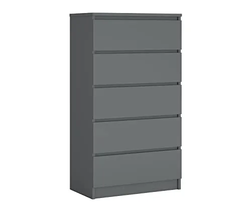 3E 3xE living.com Komodenschrank mit 5 Schubladen, Farbe: ANTHRAZIT, A: 70 x 125 x 39 cm