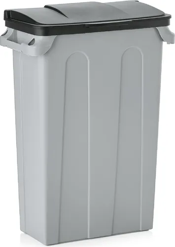 Morleos Mülleimer - 75 Liter graue Abfalltonne - Haushaltszubehör mit 75 Litern Fassungsvermögen, ideal für Industrie und Gastronomie. Robustes, pflegeleichtes Material und Klappdeckel für optimale Nutzung.