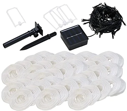 Lunartec Lampignon: Solar-LED-Lichterkette, warmweiß, mit 50 weißen Lampions, 10 m, IP44 (Solar Lichterkette Camping, Balkon Lampions, Weihnachtsbeleuchtung)
