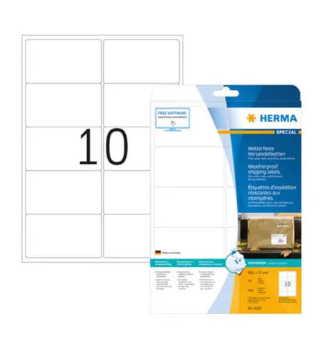 Herma Folien-Versandetiketten 8330 - 250 Stück - Vielzweck-Etiketten in Weiß, ideal für professionelle Versandlösungen, wasserfest und reißfest für zuverlässigen Halt.