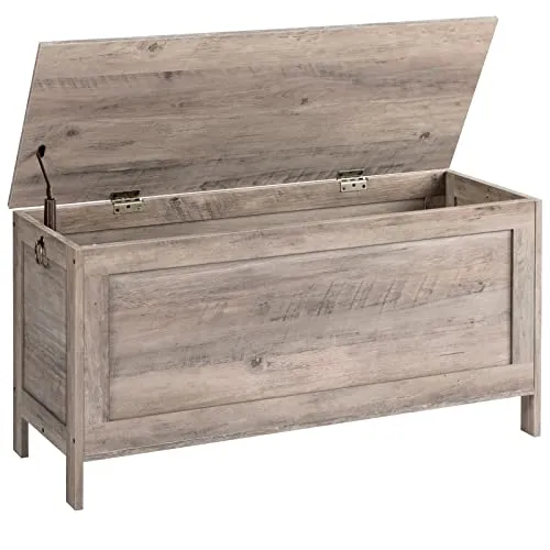 HOOBRO Truhen, Sitzbank mit Stauraum, Spielzeugtruhe mit Deckel, Schuhbank, Sitztruhe, Aufbewahrungstruhe, Robust, Sicherheitsscharniere, Schlafzimmer, Wohnzimmer, 100 cm, Greige EBG100CW01