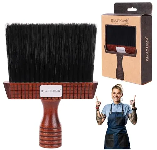Blackomb Friseurpinsel mit Holz Griff, Haarbürste Nackenpinsel Barbier Bürste Nackenbürste Nackenwedel, Salon Zubehör - Holz