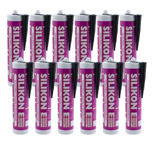 Silikon schwarz 310ml - 12er Set für Bad und Dusche - Dichtstoffe & Fugenmittel, schimmelhemmend und UV-beständig, ideal für Badezimmer, Küche und Fensterrahmen, Made in Germany.