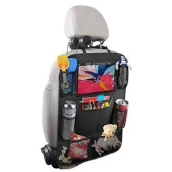 Intirilife Multifunktionale Autorücksitz Tasche Aufbewahrungstasche Rücklehnenschutz aus Polyester in Schwarz - 41 x 61 cm