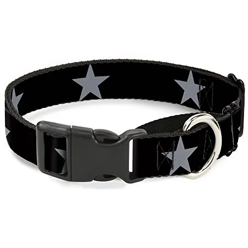 Buckle-Down Star schwarz/Silber Martingale Hundehalsband, 3,8 cm Wide-fits 33–45,7 cm Neck-small