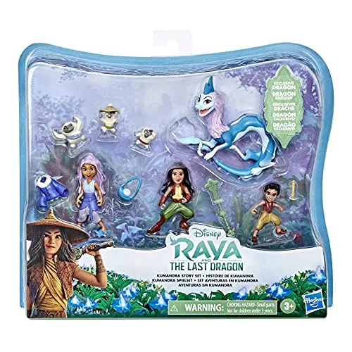 Hasbro Disney Prinzessinnen Raya und der letzte Drache Kumandra Spielset, 7 Puppen und Puppenzubehör, Raya, Sisu als Mensch, Ongis, Boun und Sisu, Spielzeug für Kids, Mehrfarbig, E9474