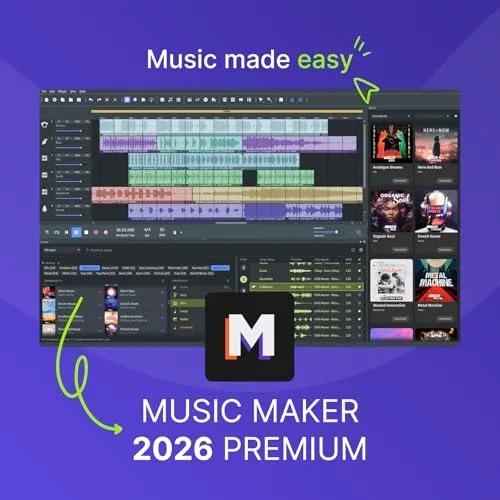 MAGIX Music Maker 2026 Premium - Musikproduktion leicht gemacht - Sonstige Software für Einsteiger und Hobby-Produzenten, mit intelligenter Benutzeroberfläche und Song Maker AI für kreative Musikprojekte ohne Vorkenntnisse.