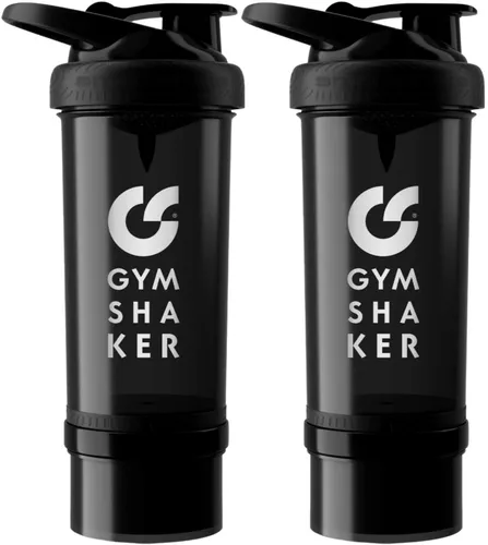 GYMSHAKER Protein Shaker 2er Pack mit Pulverfach