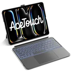 Inateck Tastatur Hülle für iPad Pro 13 (2025/2024) mit großem Trackpad - Magnetische Verbindung für schnelles Abnehmen, flexibles Aufstellen und effizientes Arbeiten. Mit 6,0 Zoll großem Trackpad für präzise Steuerung und komfortable Tipperfahrung. Ideal für kreative Anwendungen und Multitasking.