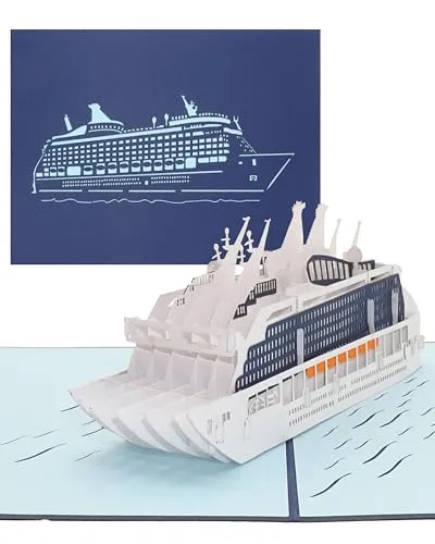 Pop Up Karte Kreuzfahrtschiff – 3D Geburtstagskarte Modell Kreuzfahrt – Reisegutschein, Deko, Einladungskarte, Geschenkverpackung & Gutschein