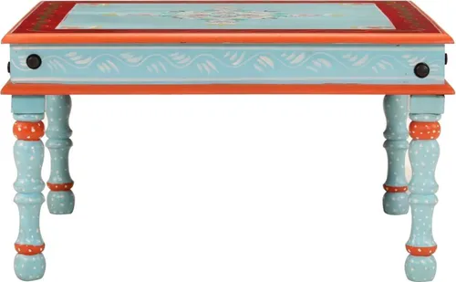 vidaXL Handbemalter Couchtisch aus Massivholz Mango - Eleganter Couchtisch aus robustem, handbemaltem Mangoholz mit einzigartigen Verzierungen – ein echter Hingucker für dein Wohnzimmer.