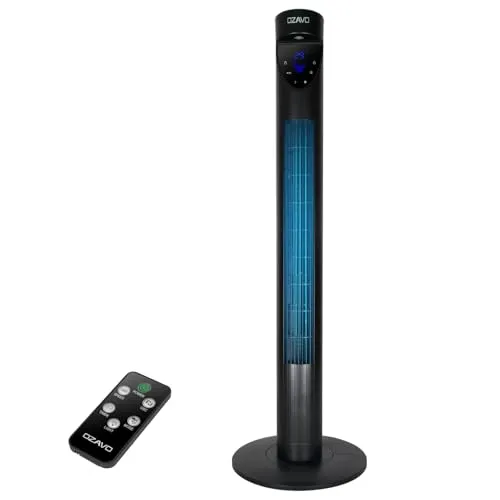OZAVO Turmventilator mit Fernbedienung und LED-Display, 3 Geschwindigkeitsstufen