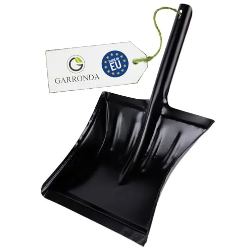 Garronda Kehrschaufel Metall mit kurzem Metallgriff robuste Haushaltsgeräte Kehrichtschaufel Kehrblech zum Reinigen und Kehren von Haus, Garten, und Garage GD-0167 (Schwarz)